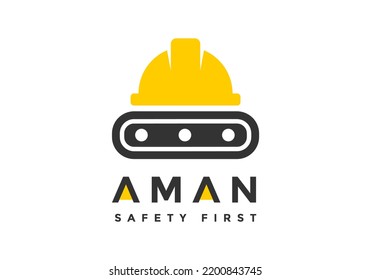 El logotipo del casco de seguridad y adecuado para las empresas de construcción.