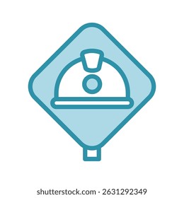Safety Helmet mini illustration dual tone color icon, use for civil engineering, industry, construction, UI, UX kit, app and web development, digital or print.