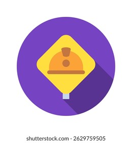 Ilustração mini capacete de segurança ícone de cor plana arredondado, uso para engenharia civil, indústria, construção, UI, kit UX, desenvolvimento de aplicativo e web, digital ou impressão.