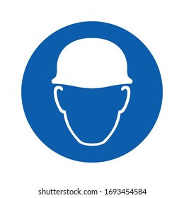 Safety helmet must be worn sign. M014. Standard ISO 7010