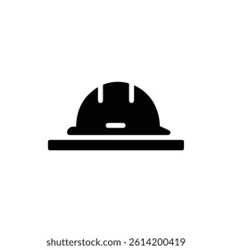 Safety Helmet on Table Icon Black Filled Minimal Round Shape