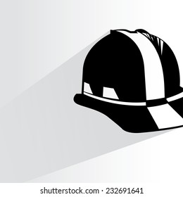 safety helmet on white background, flat and shadow theme