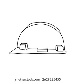 Safety Helmet Outline Icon Illustration on White Background