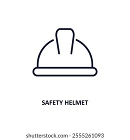 safety helmet outline icon.  Thin line icon from construction tools collection. Editable vector isolated on white background