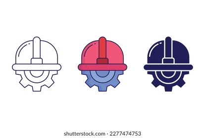 Safety helmet outline and solid vector icon
