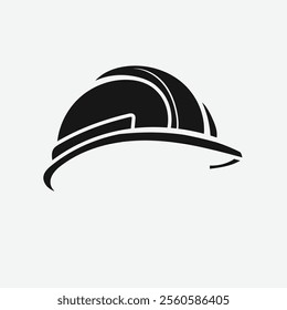 Safety helmet sign vector icon, representing workplace safety and protection standards. Perfect for construction sites, industrial warnings, and compliance signage.