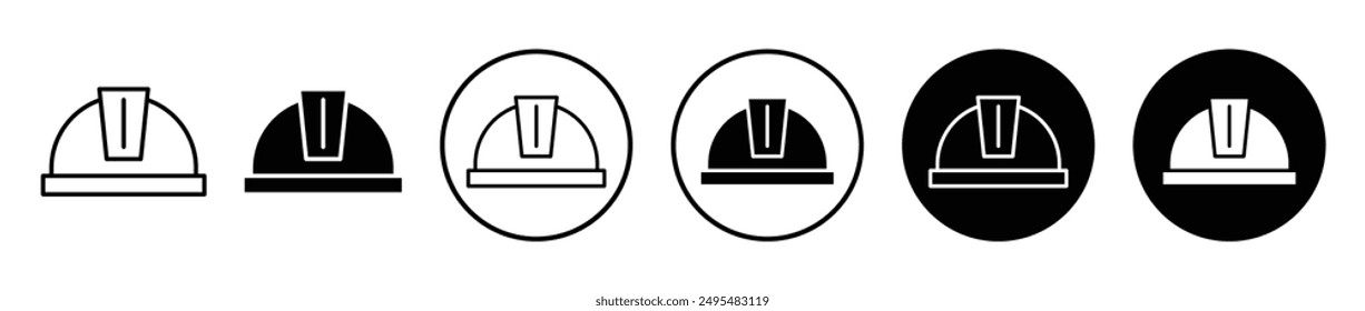 Safety helmet thin line vector icon set.