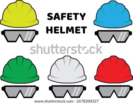 safety helmet in variant colour with goggles