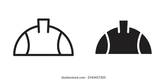 Safety helmet vector icon set in black.