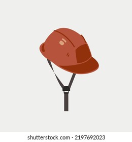 Safety helmet vector illustration. Red fireman helmet. Vector icon. Protective equipment icon art.