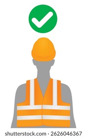 Safety and helmet vest on silhouette. vector