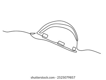 Safety helmets continuous one line drawing. construction concept. Vector illustration minimalist background.