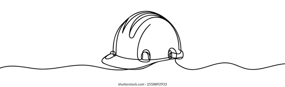 Safety helmets continuous one line drawing. construction concept. Vector illustration minimalist background.