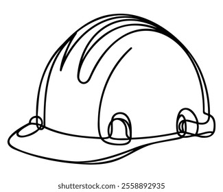 Safety helmets continuous one line drawing. construction concept. Vector illustration minimalist background.