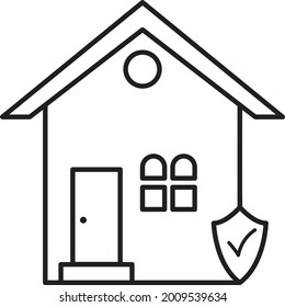 Safety home line icon vector design template and illustration with editable stroke
