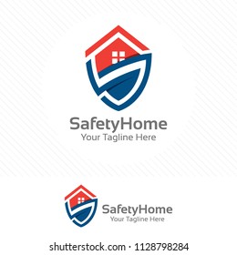 Safety home logo. Protection concept with shield and house combination.