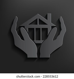 Safety home symbol on dark background,clean vector