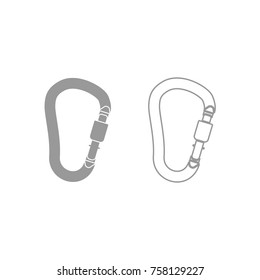 Safety Hook Or Carabiner Hook Grey Icon .