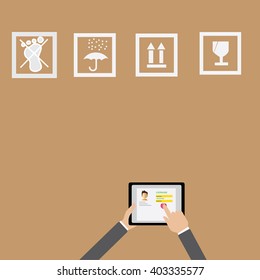 Safety icon on paper box background