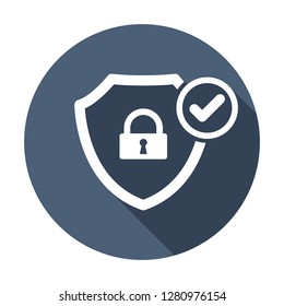 Safety icon. Security icon with check sign. Security icon and approved, confirm, done, tick, completed symbol. Vector icon