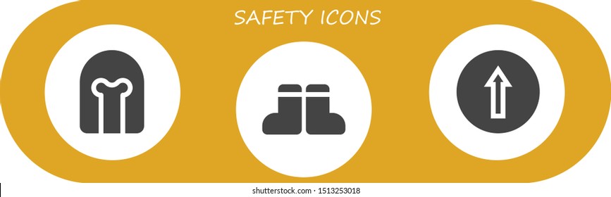 safety icon set. 3 filled safety icons.  Collection Of - Helmet, Boots, Traffic signal icons