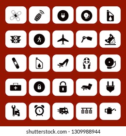 safety icon set with key tag, alarm and foot on the pedal vector illustration