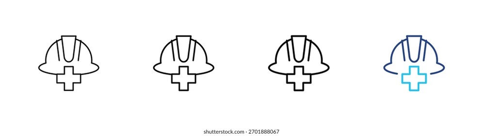 Concepto de Ilustración vectorial multiestilo de contorno de conjunto de iconos de seguridad