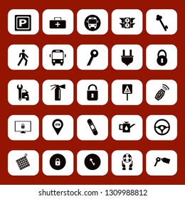 safety icon set with plug, cyber security and extinguisher vector illustration