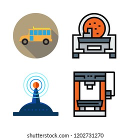safety icon set. vector set about signal, school bus and industrial robot icons set.