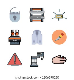 safety icon set. vector set about flash, warning, cutter and injury icons set.