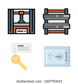 safety icon set. vector set about key, industrial robot and safe deposit icons set.