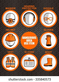 safety icon or symbol for safety worker on dangerous area