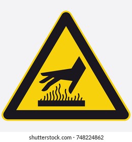 Safety icon triangle hot hand surface 