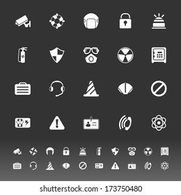 Safety icons on gray background, stock vector
