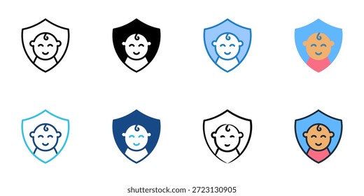 Los iconos de seguridad establecen una colección de estilo múltiple. Trazo editable
