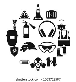 Safety icons set in simple style for any design