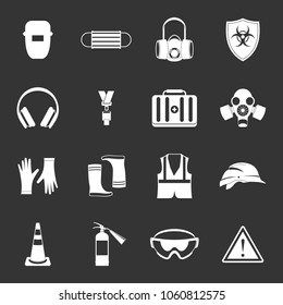 Safety icons set vector white isolated on grey background 