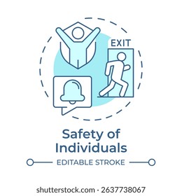 Safety of individuals soft blue concept icon. Benefit of physical security. Protecting people from threats. Round shape line illustration. Abstract idea. Graphic design. Easy to use in booklet