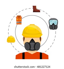safety industry equipment flat icons vector illustration design