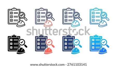Safety Inspection icon sheet multiple style collection