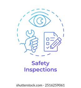 Icono de concepto de gradiente azul de inspecciones de seguridad. Regulación Corporativa, cumplimiento de la ley. Ilustración de línea de forma redonda. Abstractas idea. Diseño gráfico. Fácil de usar en infografía, presentación