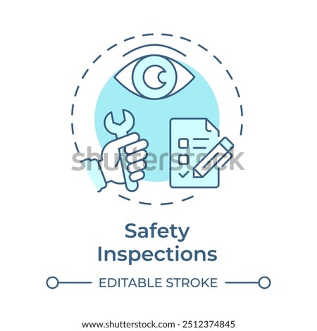 Safety inspections soft blue concept icon. Corporate regulation, law compliance. Round shape line illustration. Abstract idea. Graphic design. Easy to use in infographic, presentation