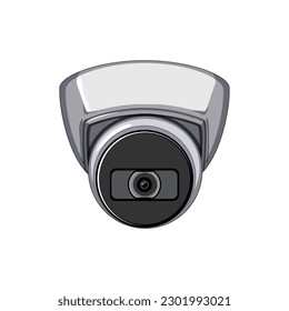 caricatura de seguridad con cámara ip. sistema cctv, señal de la cámara ip de seguridad de control privado. ilustración vectorial de símbolo aislado