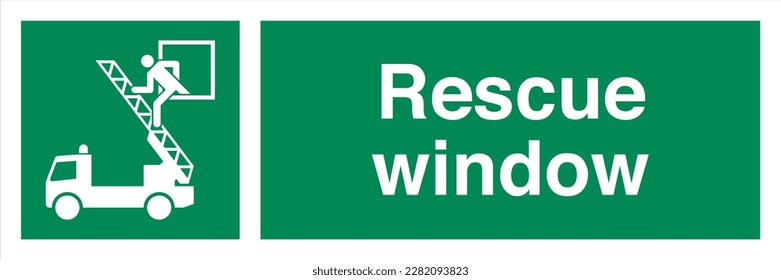 Safety ISO Registered Emergency Safe Condition Landscape Signs Rescue window
