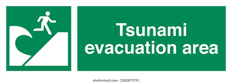 Safety ISO Registered Emergency Safe Condition Landscape Signs Tsunami evacuation area