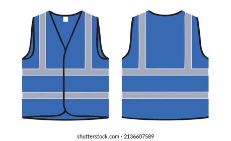 safety jacket blue in colour or safety vest realistic view vector illustration, reflected jacket isolated svg