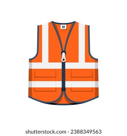 Icono plano de la chaqueta de seguridad. Chaleco de emergencia naranja. uniforme especial. chaleco de seguridad reflexivo. Diseño plano de ilustración vectorial. Aislado sobre fondo blanco.