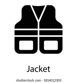 icono de glifo de chaqueta de seguridad, diseño de vector de glifos