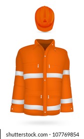 Safety jacket and hardhat.