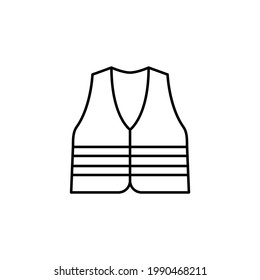 Safety jacket icon in flat black line style, isolated on white background 